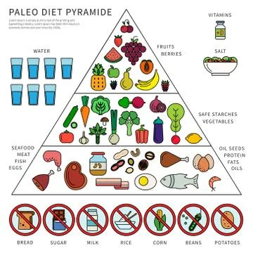 Paleo diet pyramid Stock Illustration