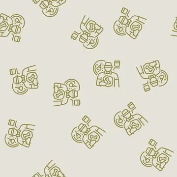 Paleontologist worker line seamless pattern Illustrazione stock
