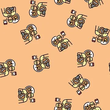 Paleontologist worker vector seamless pattern 스톡 일러스트