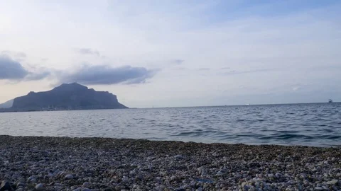 Palermo Beach View Over Sea Sunset Stock-Footage 76721958