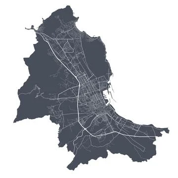 Palermo map. Detailed map of Palermo city poster with streets. Dark vector. 스톡 일러스트