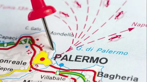 Palermo on the map as a tourism concept Stock Footage 177438226