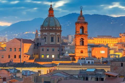Palermo at sunset. Stock Photos