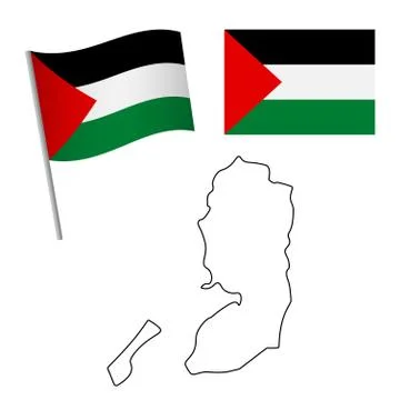 Palestine flag and map Stock Illustration