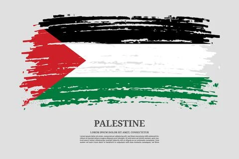 Palestine flag with brush stroke effect and information text poster, vector Stock Illustration