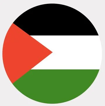 Palestine flag. Button flag icon of Palestine in circle shape. Digital 스톡 일러스트