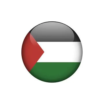 Palestine Flag Circle Button Vector Template Stock Illustration