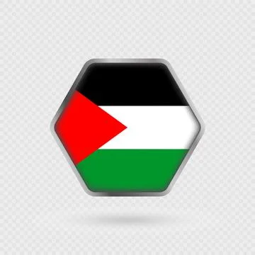 Palestine flag in a hexagon frame. Stock Illustration