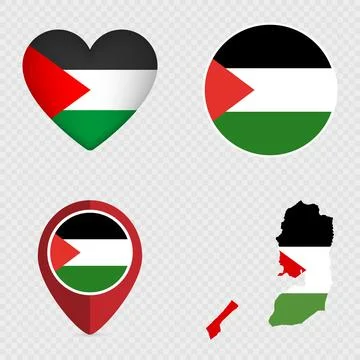 Palestine Flag Icons Pack. Vector illustration. Stock Illustration