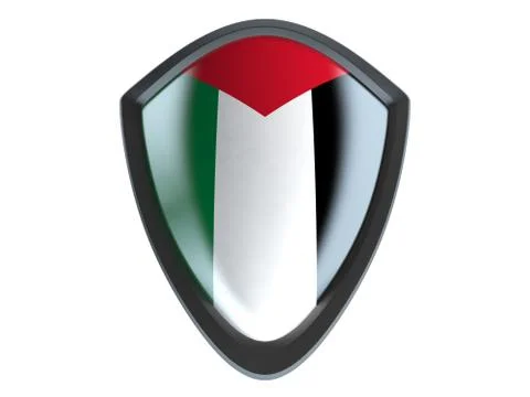 Palestine flag on metal shield isolate on white background. 스톡 일러스트