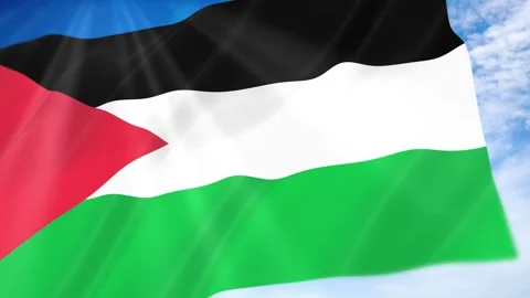 Palestine Flag Seamless Loop 4k 60fps on Sky Background Stock Footage 341676071