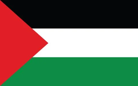 Palestine flag vector graphic. Rectangle Palestinian flag illustration. Pales Stock Illustration