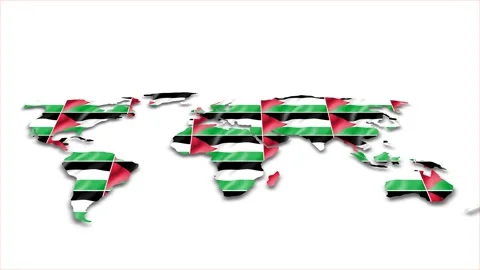 Palestine flag wave 3d earth map animation white background Stock Footage 264301157