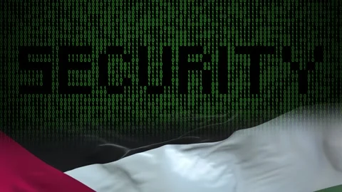 Palestine flag - Waving flag on matrix binary code background Stock Footage 321422481