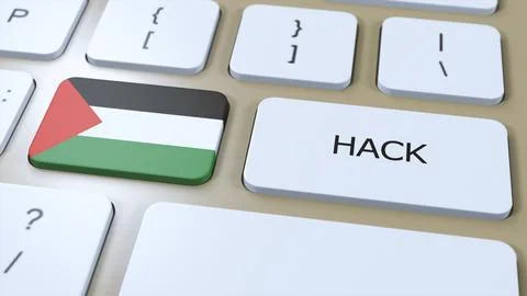 Palestine Hack of Country or Hacker Attack 3D Illustration. Country National Stock Illustration