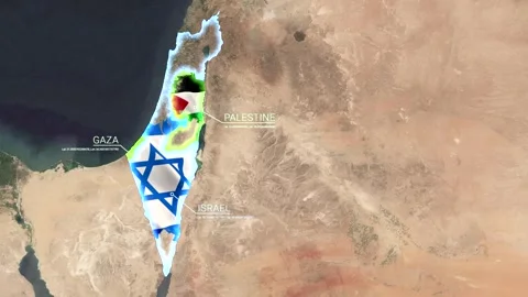 Palestine Israel Map with Labels Stock Footage 309278099