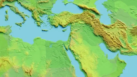 Palestine Map 3D animated with Borders Stock Footage 348530059