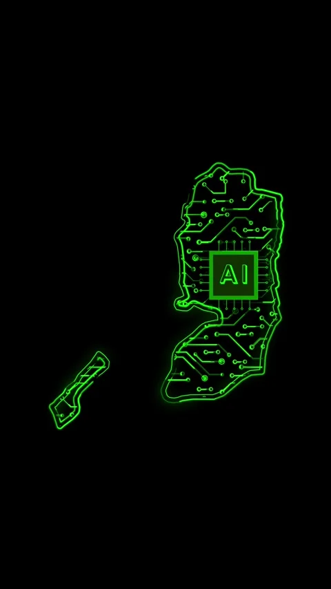 Palestine Map AI Chipset Technology Opener Stock Footage 337172377