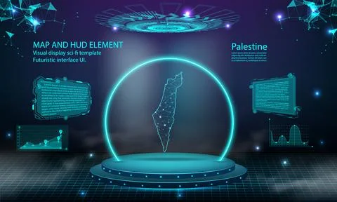 Palestine map light connecting effect background. abstract digital technolo.. Stock Illustration
