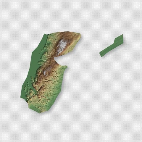 Palestine Rotating 3D Relief Map Seamless Loop, Alpha Channel 4K Video stock 340704726