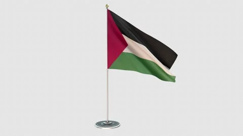 Palestine Small Flag Pole Loops With Alpha Video stock 162574954