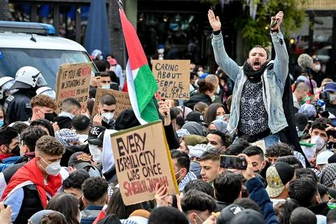 Palestine support protest in Cologne, Germany - 15 May 2021 Stock Photos