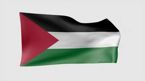 Palestine Waving Flag Transparent Alpha Stock Footage 274434352