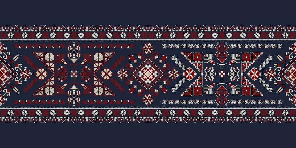 Palestinian border, Tatreez pattern  Stock Illustration
