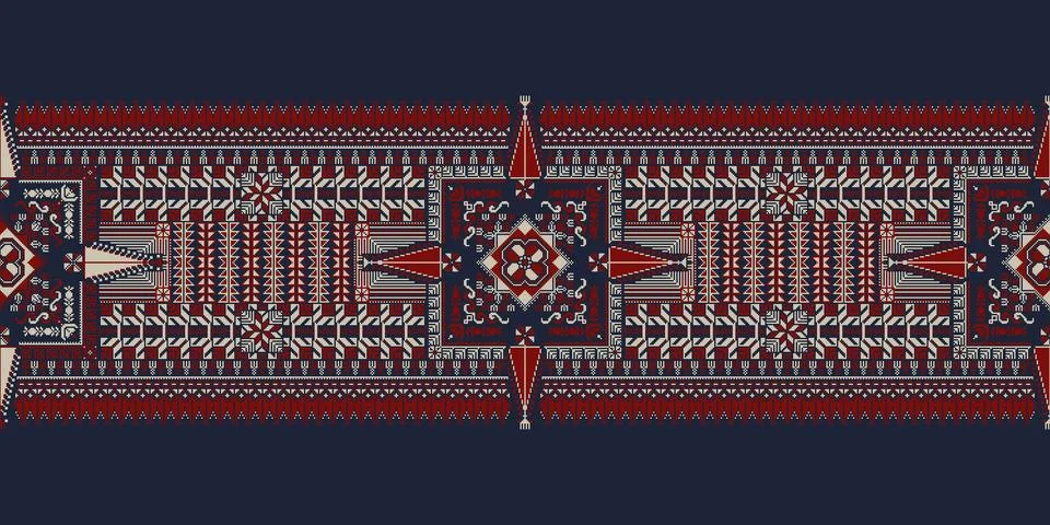 Palestinian border, Tatreez pattern  Stock Illustration