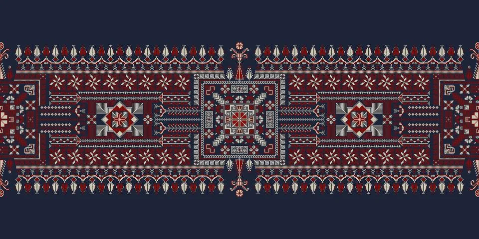 Palestinian border, Tatreez pattern Stock Illustration