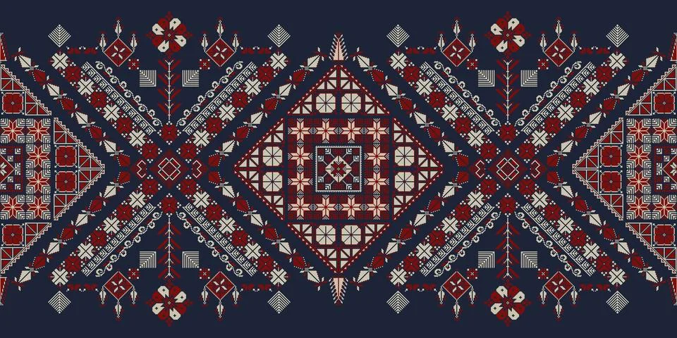 Palestinian border, Tatreez pattern Stock Illustration
