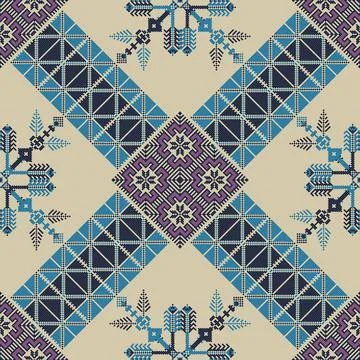 Palestinian embroidery pattern 237 Seamless pattern design with traditiona... Stock Photos