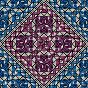 Palestinian embroidery pattern 277 Seamless pattern design with traditiona... Foto stock