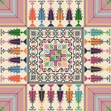 Palestinian embroidery pattern Seamless pattern design with traditional Pa... Foto stock