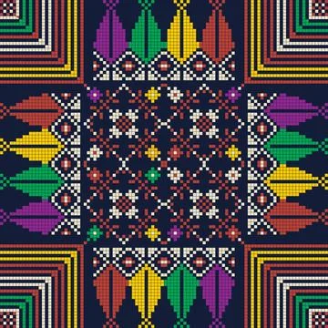 Palestinian embroidery pattern Seamless pattern design with traditional Pa... Stock Photos