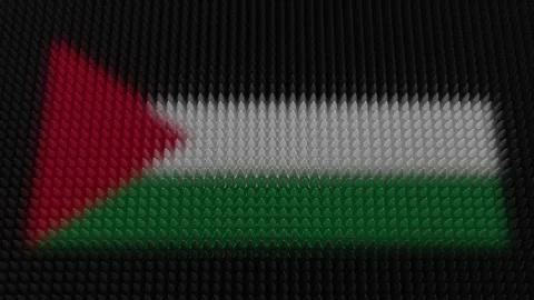 Palestinian Flag Light Shining on Scrolling Bullets Stock Footage 253749893
