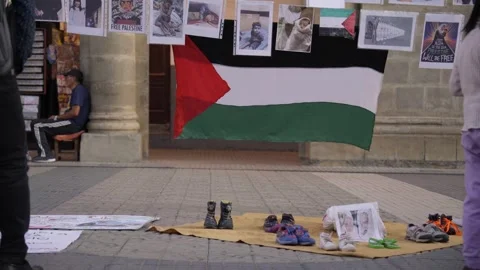Palestinian flag in a public protest Stock-Footage 273121676