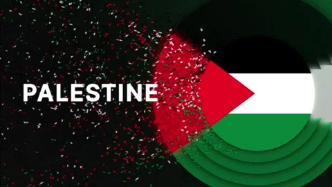Palestinian flag in round shape and with animations Stock Footage 256470627