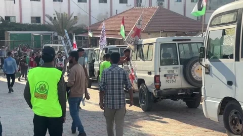 Palestinian Prisoners Released in Khan Yunis Stock Footage 320748308