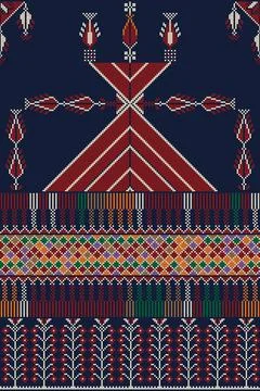 Palestinian Tatreez, template pattern Stock Illustration