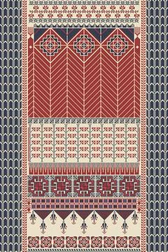 Palestinian Tatreez, template pattern Stock Illustration