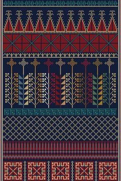 Palestinian Tatreez, template pattern Stock Illustration