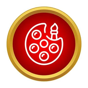 Palette and brush in red circle button 库存插图