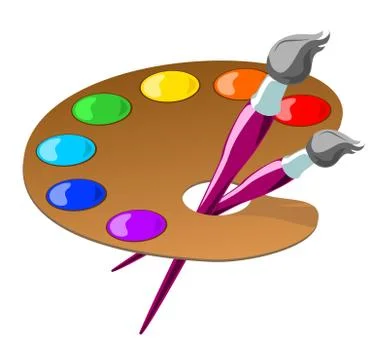 Palette and brushes Stock Illustration
