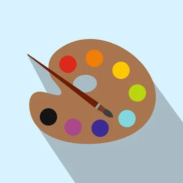 Palette with brush flat icon Stock Illustration