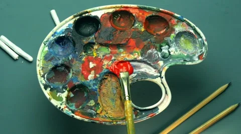 Palette with brush Stock Footage 68374461
