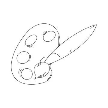 Palette with brush Stock Illustration