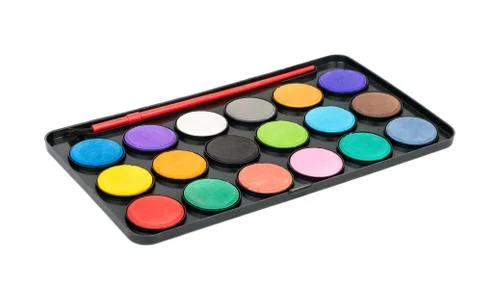 Palette with brush Stock Photos