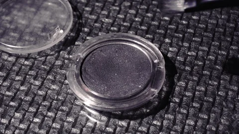 Palette with eyeshadow and makeup brushes, women's cosmetics. 스톡 동영상 112607885