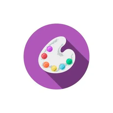 Palette flat icon with long shadow Stock Illustration